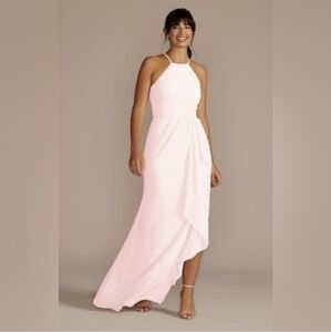 Elegant Pink Halter Maxi Dress